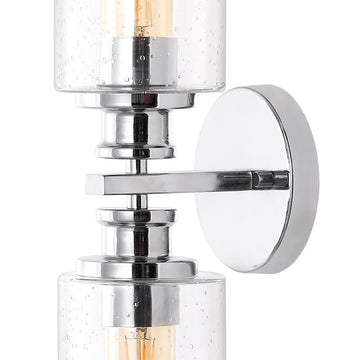Jules Edison 16.5" Cylinder Iron/Seeded Glass Farmhouse Contemporary LED Wall Sconce